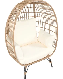 Hot Beliani Sedia da giardino VEROLI Rattan sintetico (PE) Beige Beige Beige Naturale Nero