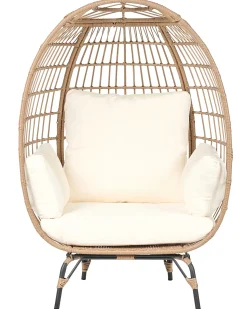 Hot Beliani Sedia da giardino VEROLI Rattan sintetico (PE) Beige Beige Beige Naturale Nero