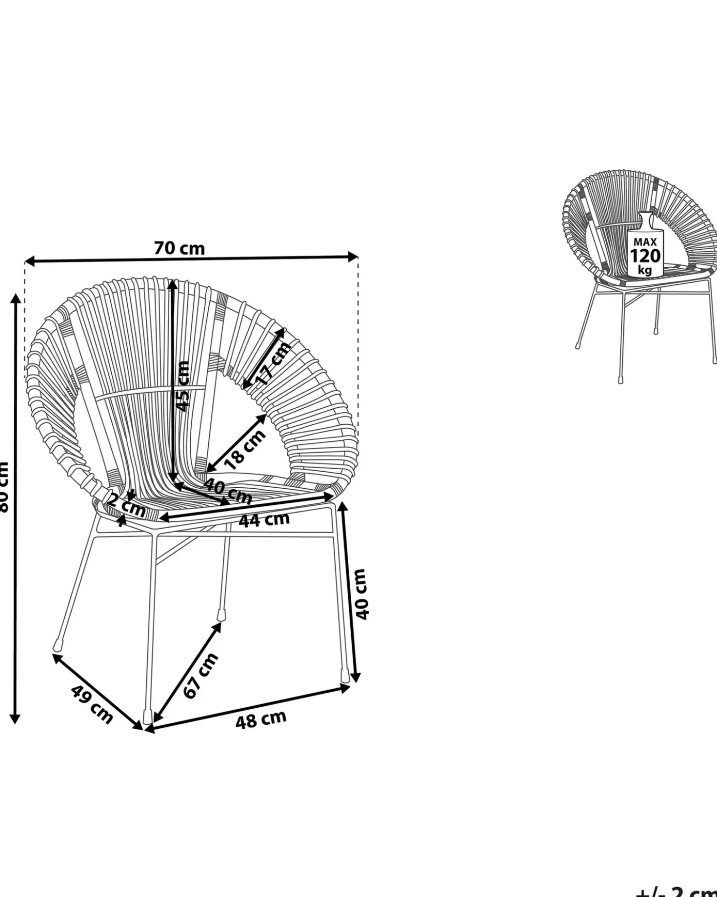 Sedia da pranzo SARITA Rattan Marrone scuro