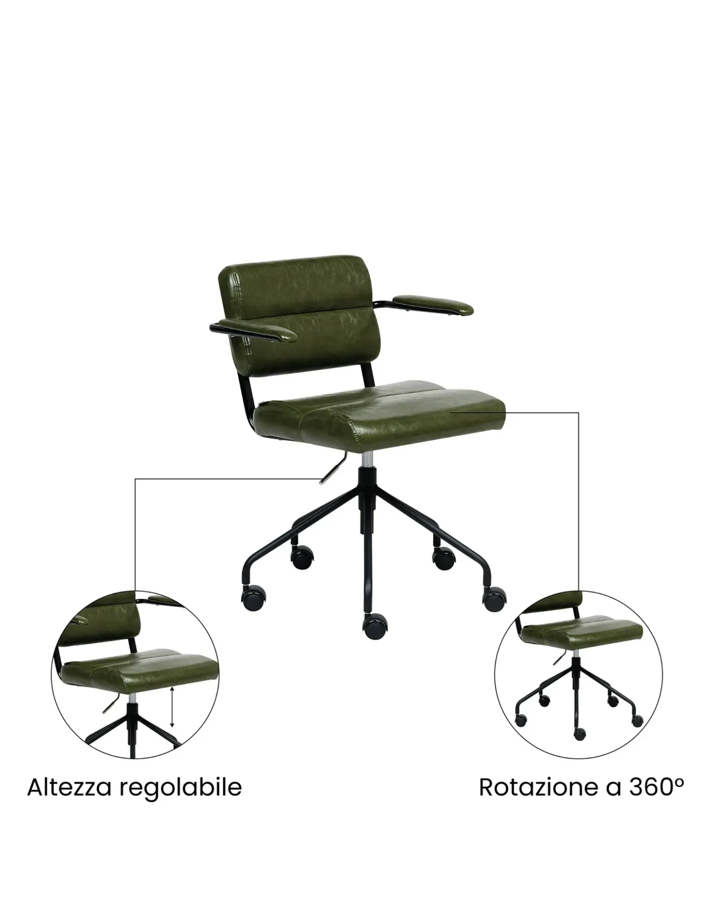 Sedia da scrivania CANDOR Pelle sintetica Verde scuro