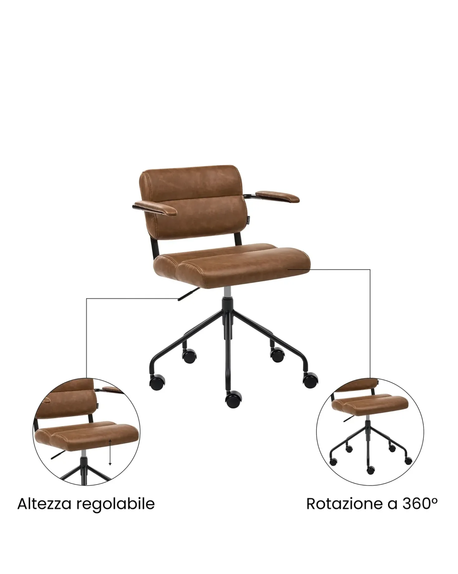 Sedia da scrivania CANDOR Pelle sintetica Marrone