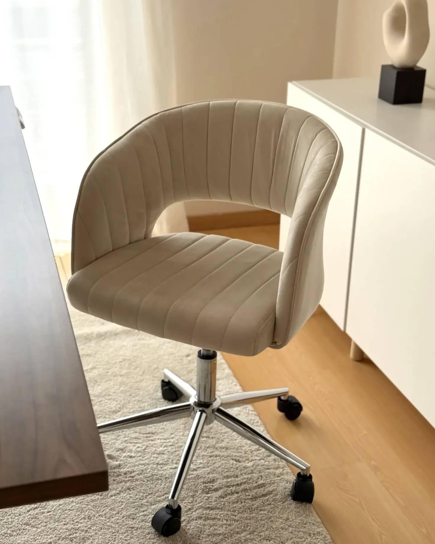 Sedia da scrivania KATONAH Velluto Beige chiaro
