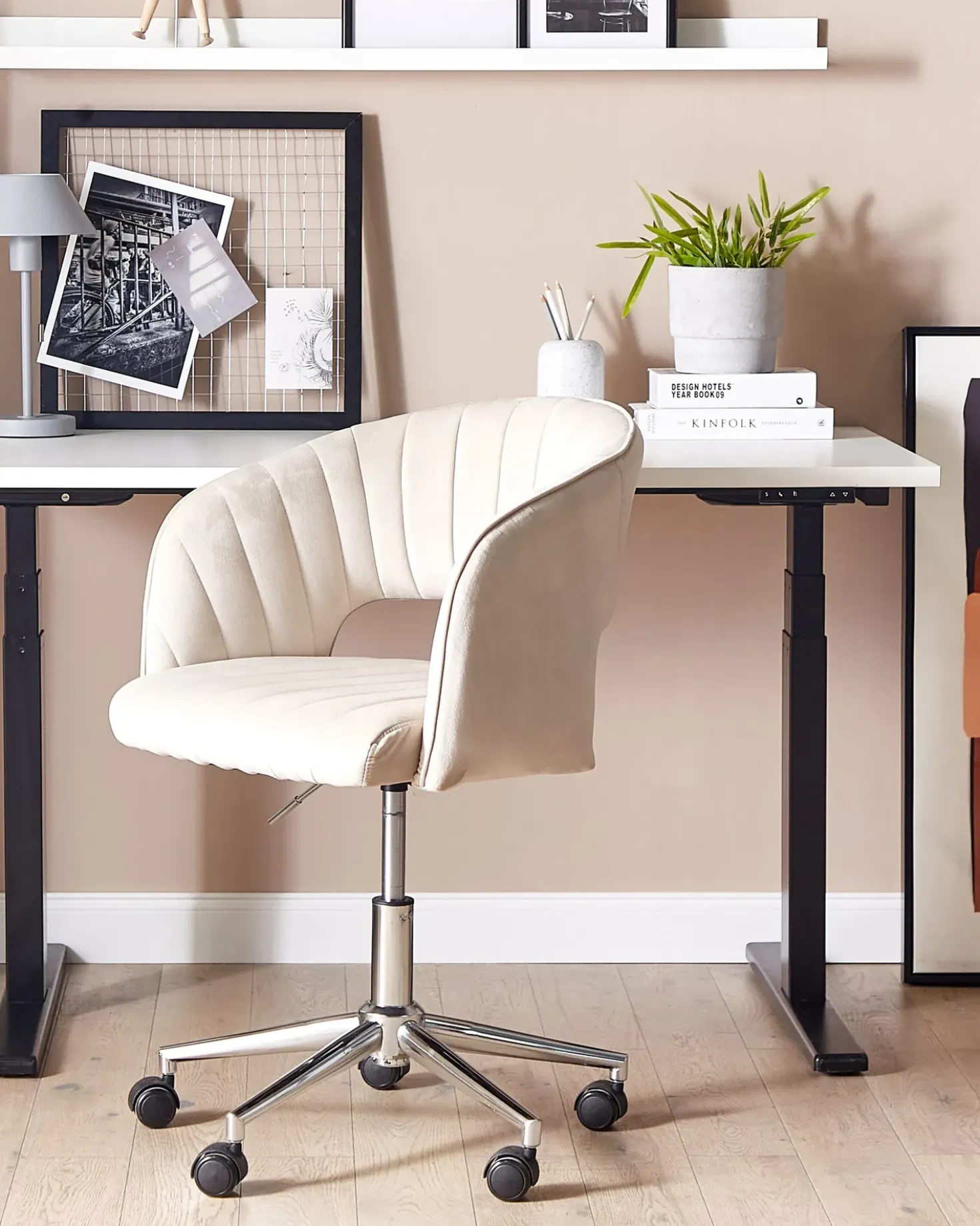 Sedia da scrivania KATONAH Velluto Beige chiaro