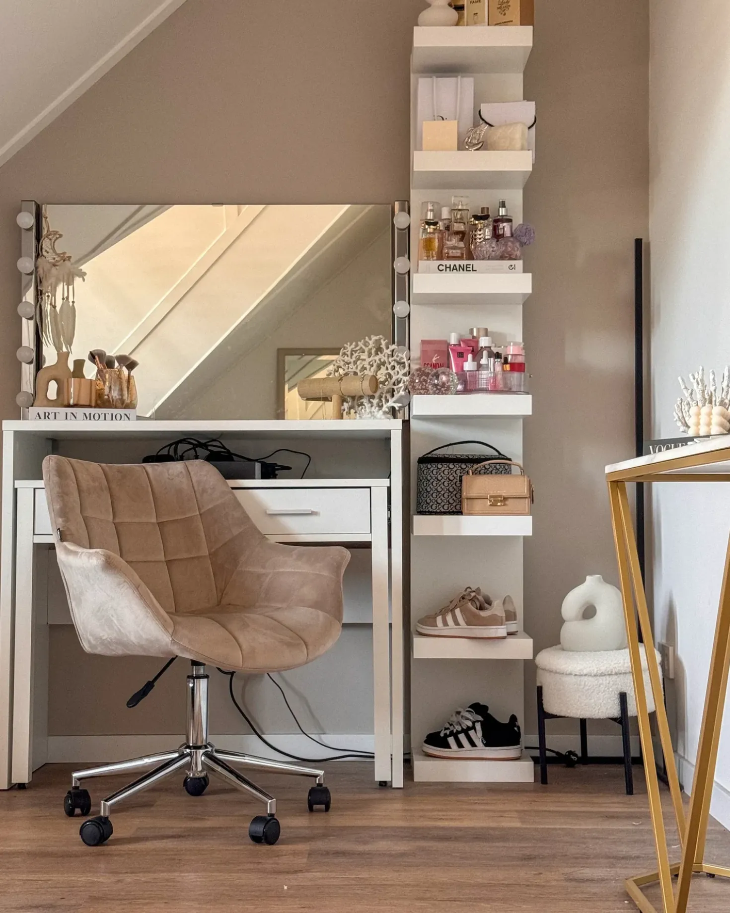 Sedia da scrivania LABELLE Velluto Beige