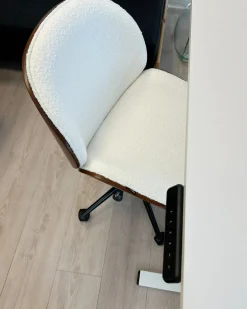Sedia da scrivania MENESHA Bouclé Bianco