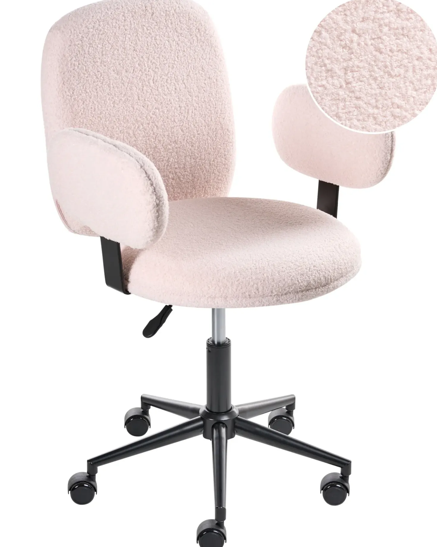 Sedia da scrivania MORAGA Bouclé Rosa pastello