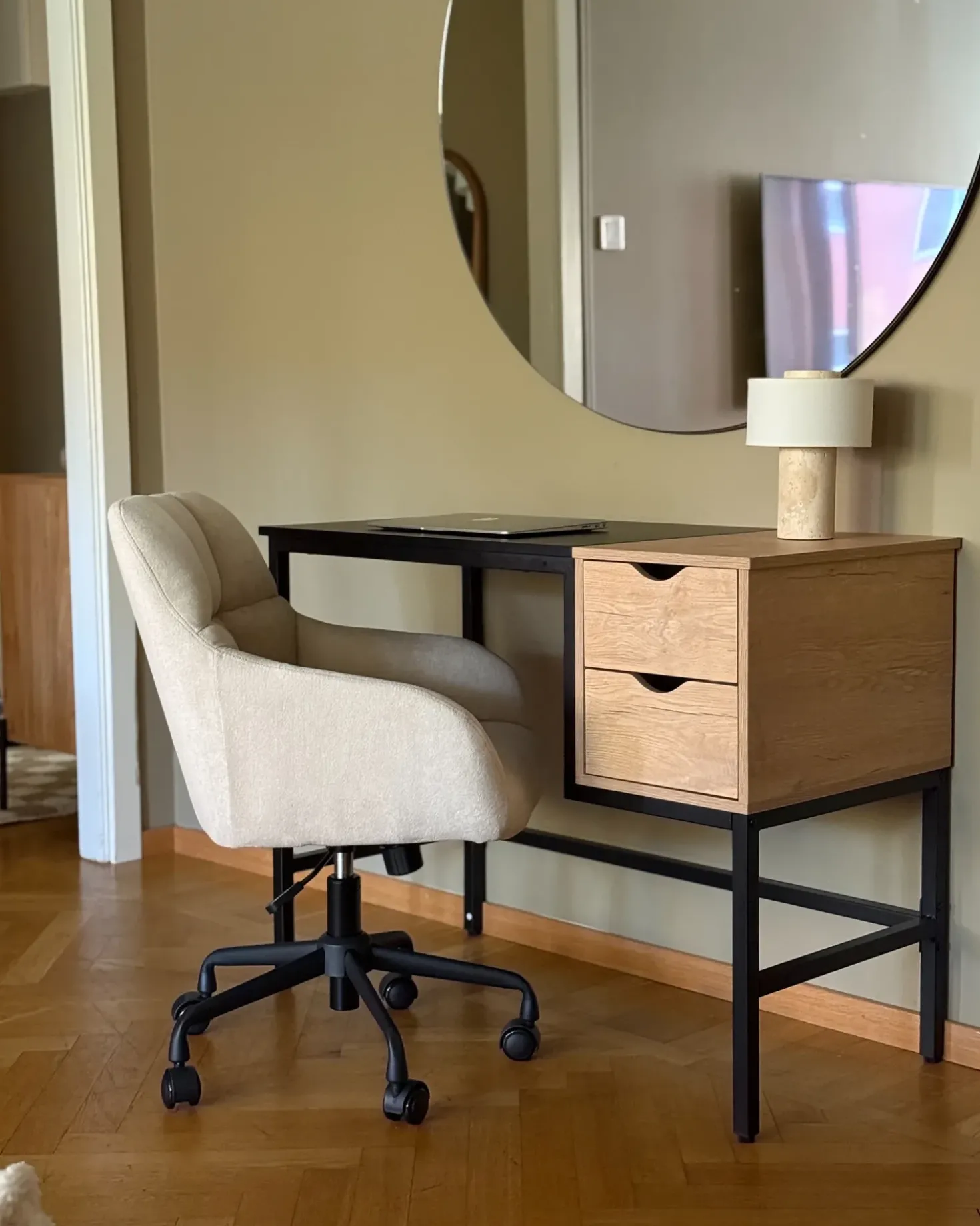 Sedia da scrivania PALMDALE Velluto Beige chiaro
