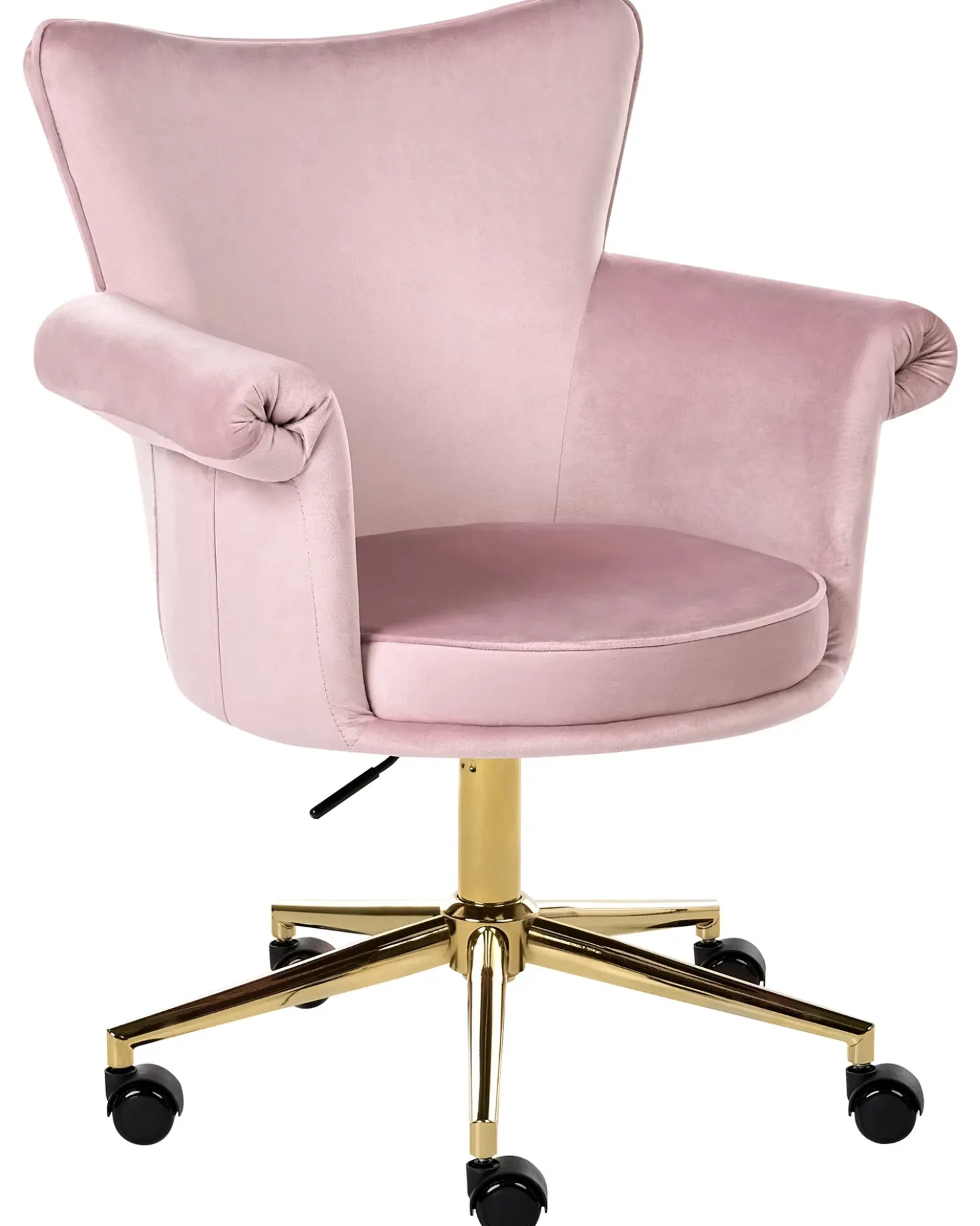 Sedia da scrivania VELENCIA Velluto Rosa pastello