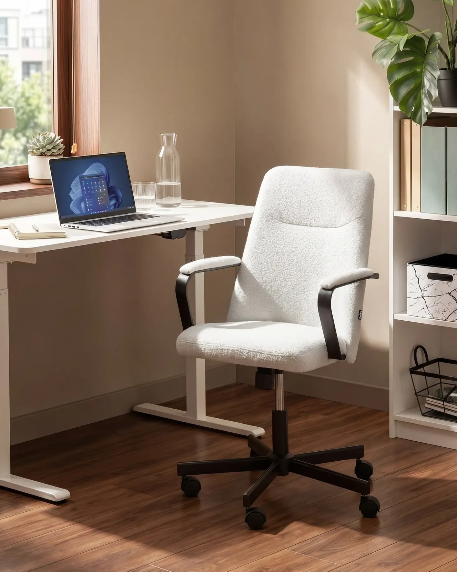 Sedia da ufficio CAROGA Bouclé Bianco