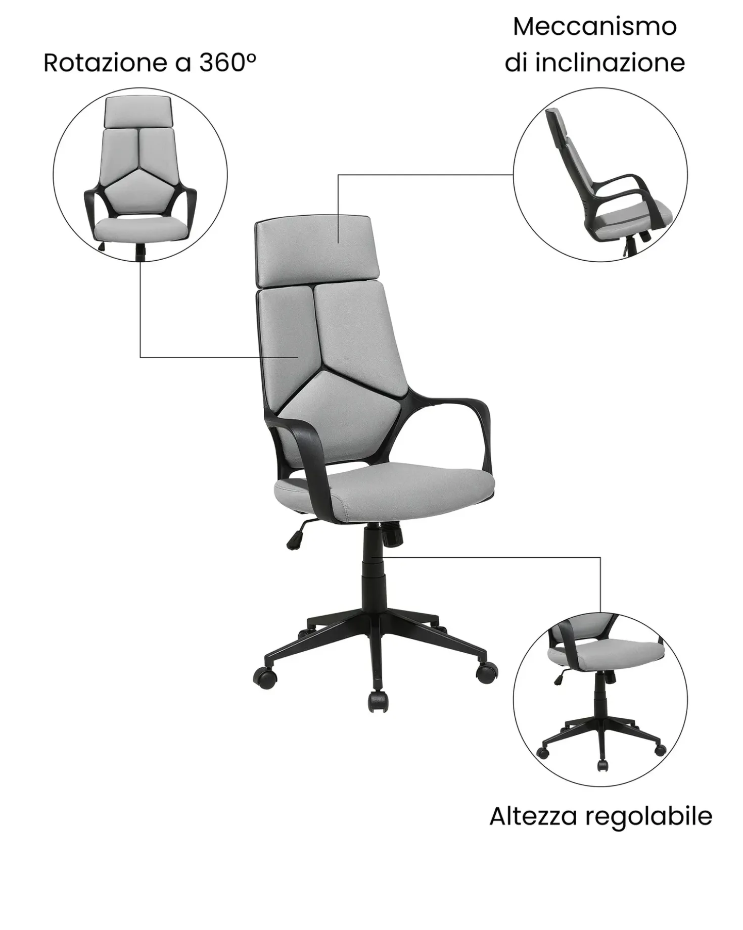 Sedia da ufficio DELIGHT Grigio