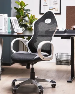 Discount Beliani Sedia da ufficio iCHAIR Nero/Bianco Bianco Nero