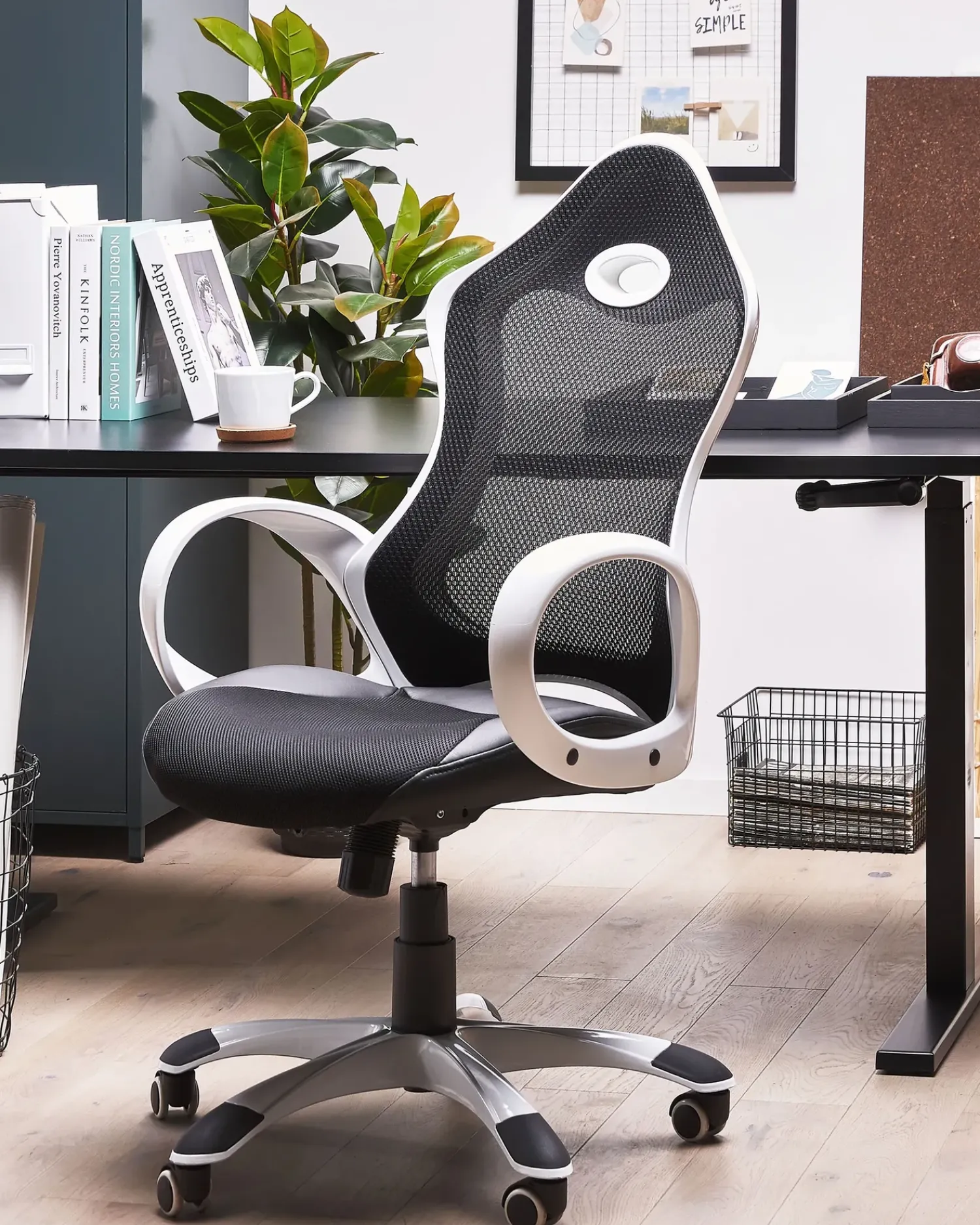 Discount Beliani Sedia da ufficio iCHAIR Nero/Bianco Bianco Nero
