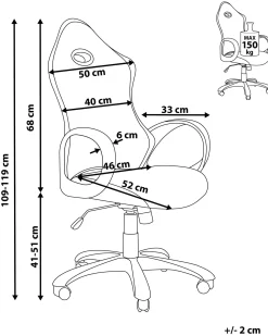 Discount Beliani Sedia da ufficio iCHAIR Nero/Bianco Bianco Nero