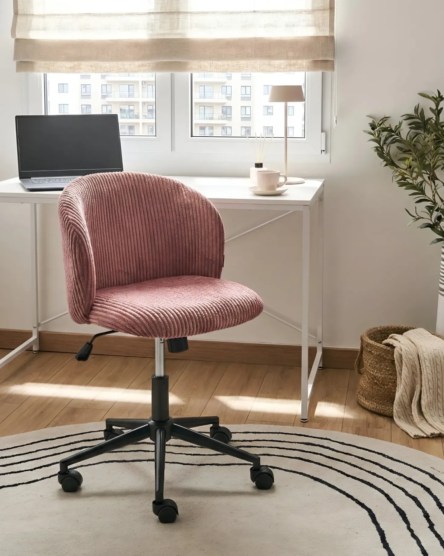 Sedia da ufficio MILES Velluto a coste Rosa
