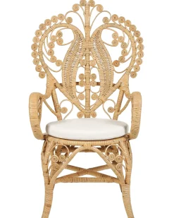 New Beliani Sedia Peacock CARRARA Rattan Naturale Beige Naturale