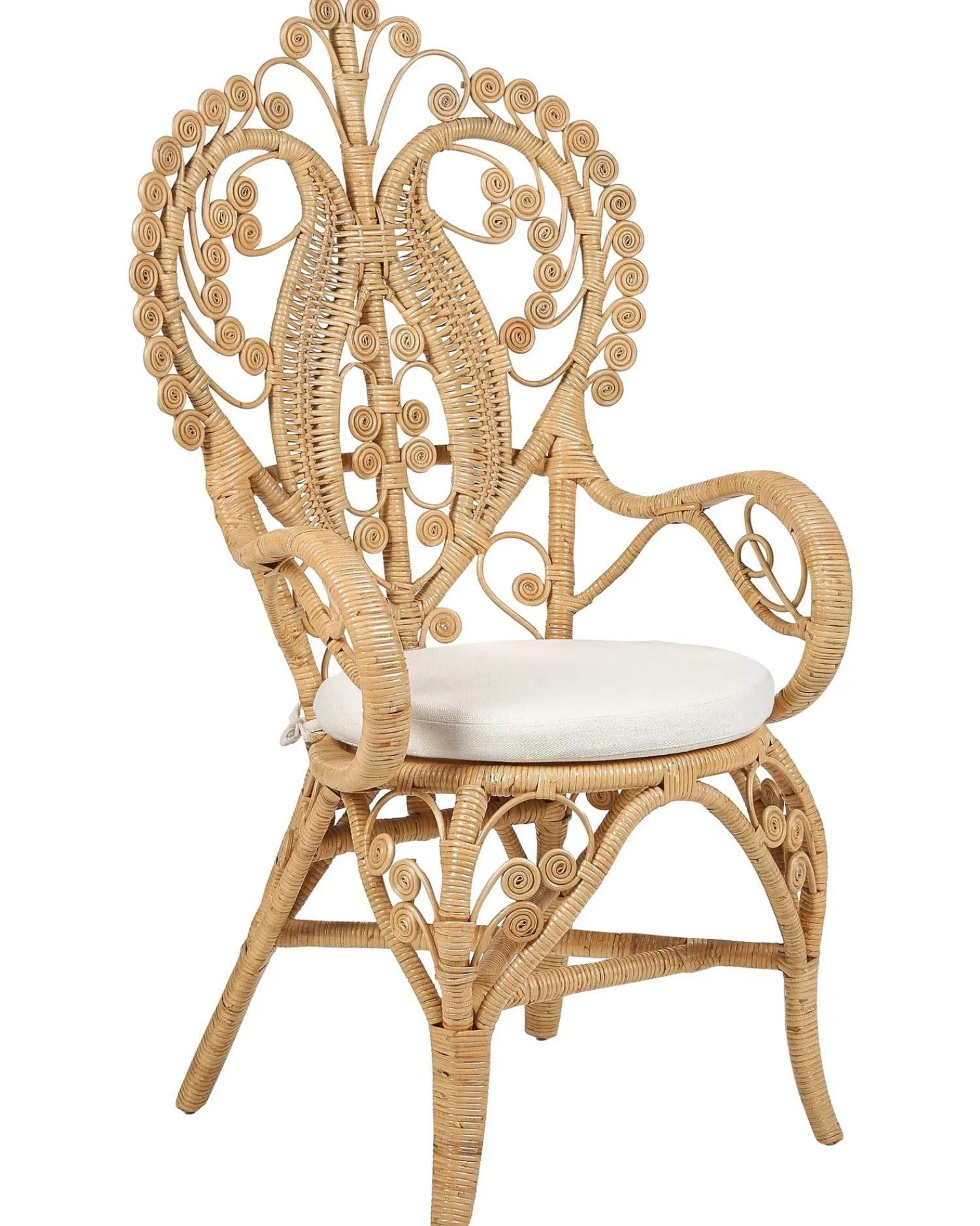 New Beliani Sedia Peacock CARRARA Rattan Naturale Beige Naturale