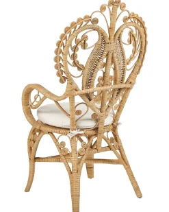 New Beliani Sedia Peacock CARRARA Rattan Naturale Beige Naturale