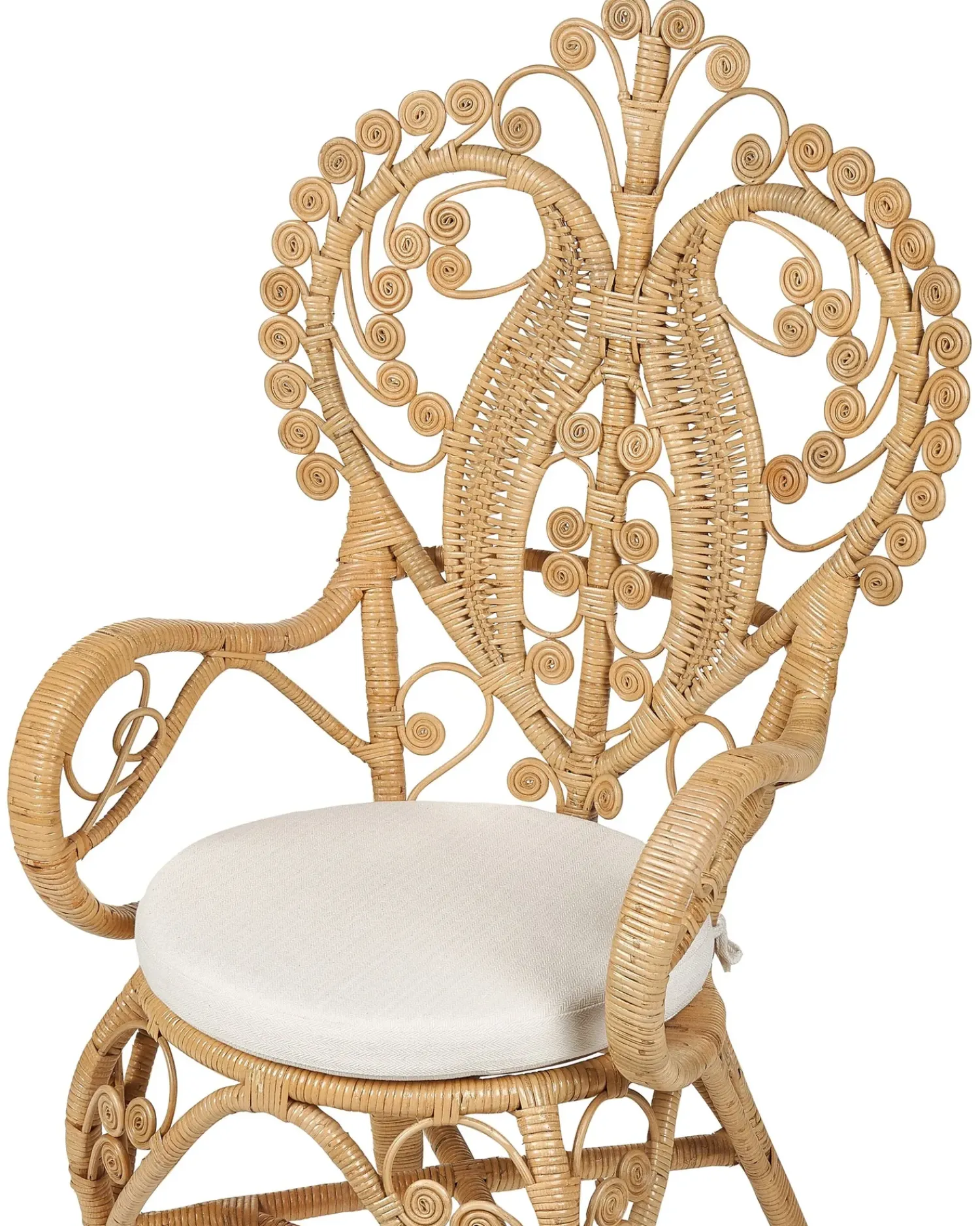 New Beliani Sedia Peacock CARRARA Rattan Naturale Beige Naturale