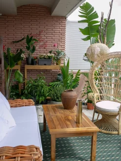 New Beliani Sedia Peacock EMMANUELLE Rattan Naturale Beige Marrone