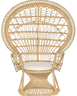 New Beliani Sedia Peacock EMMANUELLE Rattan Naturale Beige Marrone