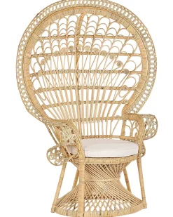 New Beliani Sedia Peacock EMMANUELLE Rattan Naturale Beige Marrone