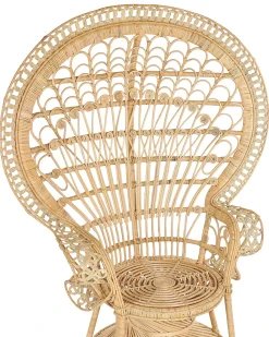 New Beliani Sedia Peacock EMMANUELLE Rattan Naturale Beige Marrone