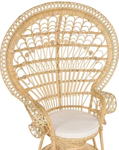 New Beliani Sedia Peacock EMMANUELLE Rattan Naturale Beige Marrone