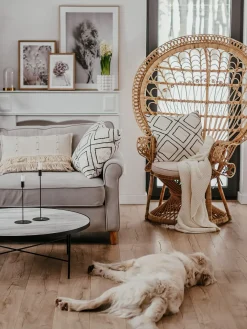 New Beliani Sedia Peacock EMMANUELLE Rattan Naturale Beige Marrone