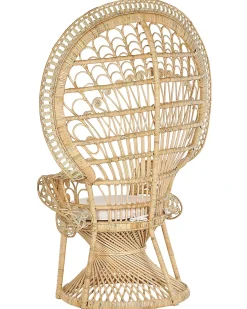 New Beliani Sedia Peacock EMMANUELLE Rattan Naturale Beige Marrone