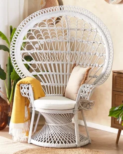 Hot Beliani Sedia Peacock EMMANUELLE Rattan Bianco