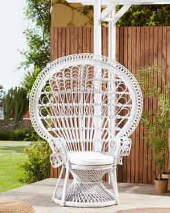 Hot Beliani Sedia Peacock EMMANUELLE Rattan Bianco