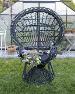 Sale Beliani Sedia Peacock EMMANUELLE Rattan Nero