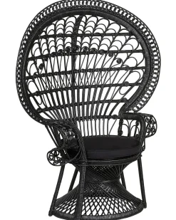 Sale Beliani Sedia Peacock EMMANUELLE Rattan Nero