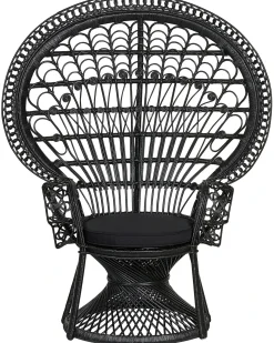 Sale Beliani Sedia Peacock EMMANUELLE Rattan Nero