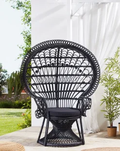 Sale Beliani Sedia Peacock EMMANUELLE Rattan Nero