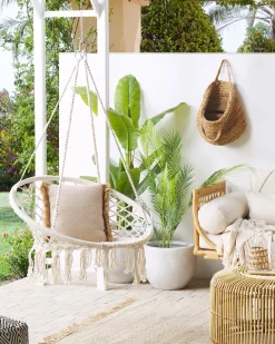 Best Beliani Sedia sospesa da fissare al soffitto GABELLA Cotone Bianco