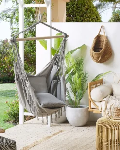 Sale Beliani Sedia sospesa da fissare al soffitto BONEA Cotone chiaro Grigio