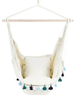 Best Beliani Sedia sospesa da fissare al soffitto VARENA Cotone Blu Beige Blu