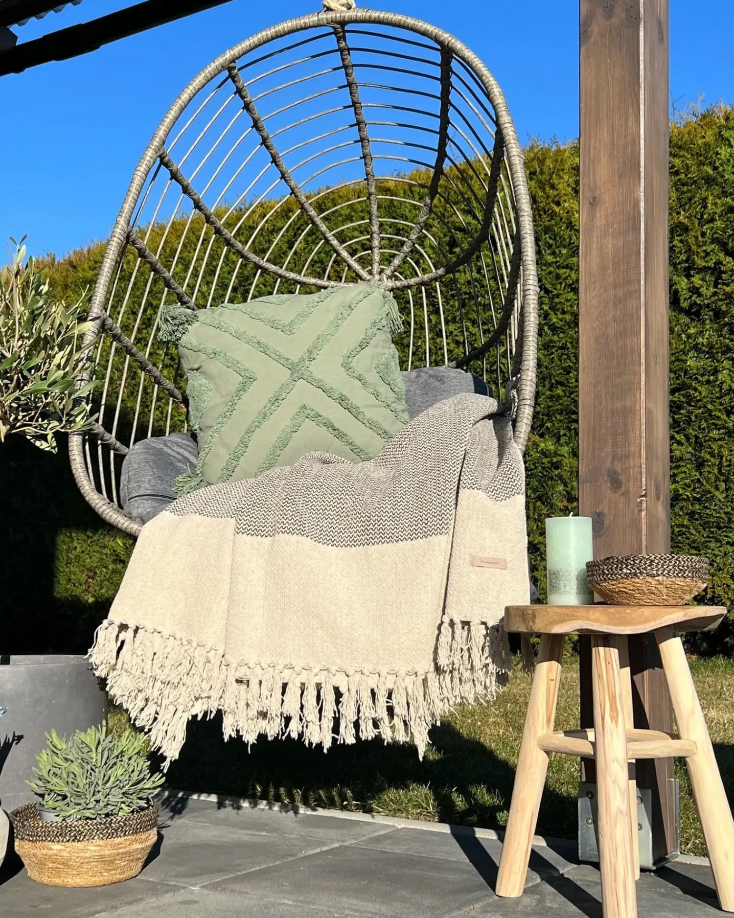 New Beliani CASOLI Rattan sintetico (PE) Grigio