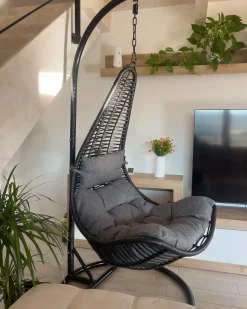 Online Beliani Sedia sospesa da fissare al soffitto ATRI II Rattan sintetico (PE) Nero