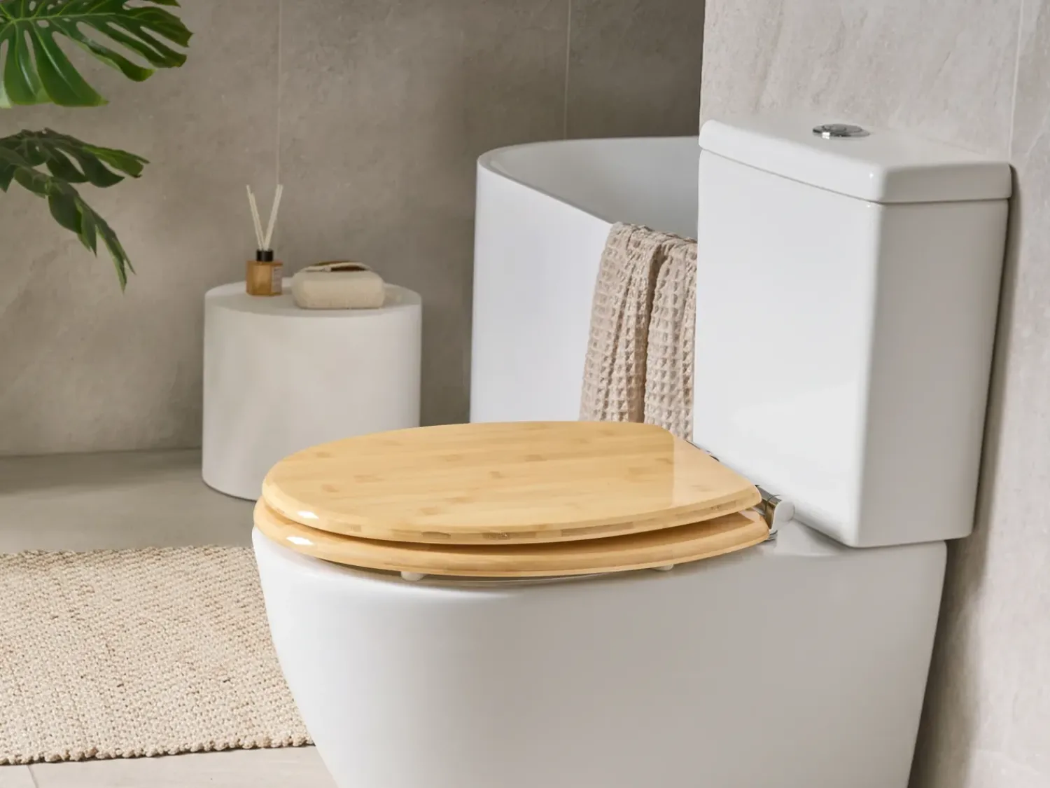Hot Beliani Sedile per WC CUAREIM Soft Close Bambù chiaro Marrone