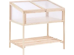 Online Beliani Serra da balcone ARANOVA Legno di abete Marrone chiaro 58 cm Trasparente Marrone