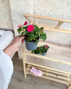 Online Beliani Serra da balcone ARANOVA Legno di abete Marrone chiaro 58 cm Trasparente Marrone