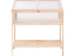 Online Beliani Serra da balcone ARANOVA Legno di abete Marrone chiaro 58 cm Trasparente Marrone