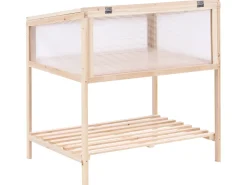 Online Beliani Serra da balcone ARANOVA Legno di abete Marrone chiaro 58 cm Trasparente Marrone