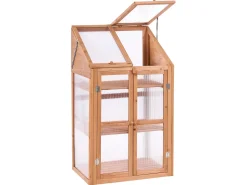 Hot Beliani Serra da balcone VOLVERA Legno di abete Marrone chiaro 49 cm Trasparente Marrone