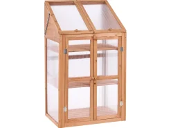 Hot Beliani Serra da balcone VOLVERA Legno di abete Marrone chiaro 49 cm Trasparente Marrone
