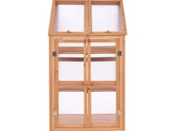 Hot Beliani Serra da balcone VOLVERA Legno di abete Marrone chiaro 49 cm Trasparente Marrone