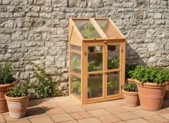 Hot Beliani Serra da balcone VOLVERA Legno di abete Marrone chiaro 49 cm Trasparente Marrone