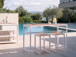 Hot Beliani Set bar da giardino 2 posti AVETRANA Metallo Marrone/Bianco Bianco Marrone